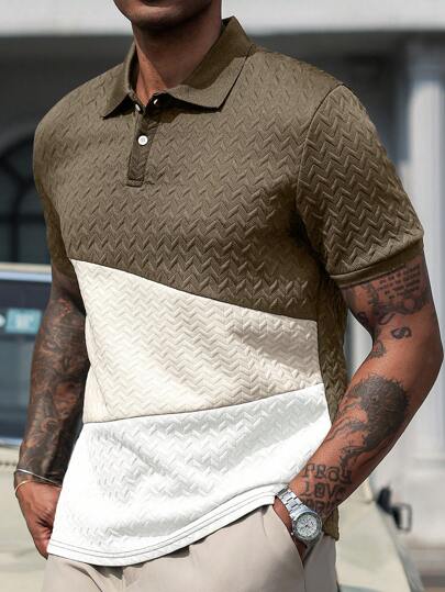 Manfinity CasualCool قميص بولو أزرق داكن مناسب للرجال بقصة كاجوال للأعياد والعطلات ذات نمط هندسي شبكي منسوج على أساس مسلهم من انستجرام، مثالي للمهرجانات الموسيقية والعطلات على الشاطئ في هاواي، وللارتداء اليومي، هدية مثالية للصديق أو الزوج، ويمنح إطلالة أن