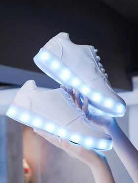 أحذية رياضية كاجوال ذات إضاءة LED من 16 لون قابلة للشحن بمنفذ USB للرجال والنساء والأزواج والطلاب وراقصي الشوارع، تضيء في الظلام ، مناسبة للبالغين ، أحذية مسطحة ، أحذية رياضية بلون أحادي