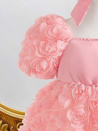 فساتين بيبي Glamorique Kids فستان بتصميم ثلاثي الأبعاد بطبعة وردية للبنات الصغار، مقترن مع إكسسوار شعر بشريطة. إصدارات جديدة للربيع والخريف والصيف. مريح وأنيق وجذاب وطفولي، إنه ضروري للارتداء اليومي