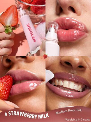 SHEGLAM مرطب شفاه كريستال جليز مع سلسلة مفاتيح - حليب الفراولة عيد الأب التخرج عيد الميلاد العطلة الربيع الصيف Y2K فاخر أزياء مكياج مستحضرات التجميل حفل شاطئ سفر تخييم في الهواء الطلق المدرسة الحرم الجامعي رحلة مهرجانات ديكور هدية حاضر وردة فتاة...
