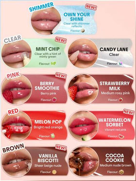 SHEGLAM Crystal Glaze عناية مرطبة للشفاه-Berry Smoothie روج تنت أرواج علامة تجارية جمال مكياج ميكب مستحضرات تجميل للنساء الفتيات مثالي لفصل الشتاء الربيع مثالي ل- Y2K أزياء أنيقة رمضان هدية حفلة جاهز أفضل لون