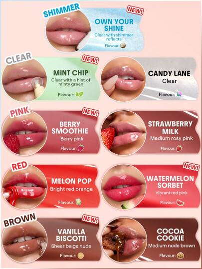 SHEGLAM Crystal Glaze عناية مرطبة للشفاه-Berry Smoothie روج تنت أرواج علامة تجارية جمال مكياج ميكب مستحضرات تجميل للنساء الفتيات مثالي لفصل الشتاء الربيع مثالي ل- Y2K أزياء أنيقة رمضان هدية حفلة جاهز أفضل لون