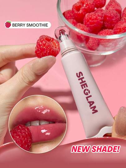 SHEGLAM Crystal Glaze عناية مرطبة للشفاه-Berry Smoothie روج تنت أرواج علامة تجارية جمال مكياج ميكب مستحضرات تجميل للنساء الفتيات مثالي لفصل الشتاء الربيع مثالي ل- Y2K أزياء أنيقة رمضان هدية حفلة جاهز أفضل لون