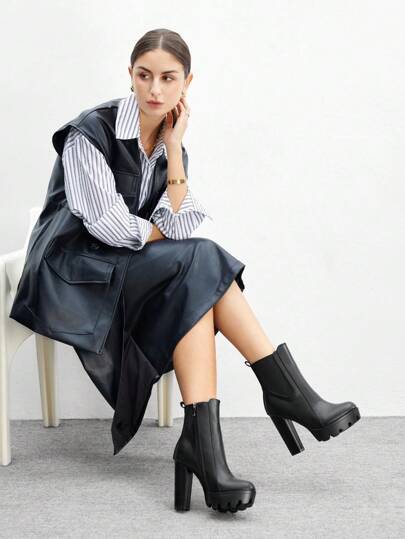 X Lucía Bellido CUCCOO BIZCHIC بوت نسائية بكعب عريض مدبب وطويل تحت الكاحل، للعطلات الصيفية، بيع موسمي، أناقة أساسية، أعمال كاجوال وأنيقة، عيد الميلاد والسنة الجديدة