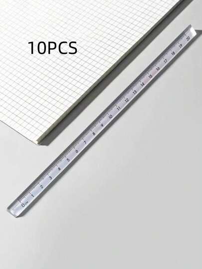 أدوات مكتبية ومدرسية 10 قطعة مسطرة شفافة ثلاثية الأضلاع، تصميم بسيط ومبسط، للطلاب والرسم والقياس والاختبارات والمكتب مع مقياس محدد 20 سم