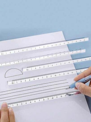 أدوات مكتبية ومدرسية 10 قطعة مسطرة شفافة ثلاثية الأضلاع، تصميم بسيط ومبسط، للطلاب والرسم والقياس والاختبارات والمكتب مع مقياس محدد 20 سم