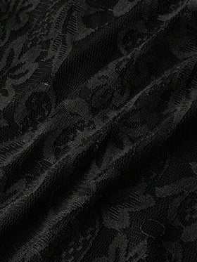 SHEIN MOD تنورة نسائية سوداء مكشكشة ذات شق عالي مزينة بالدانتيل، مناسبة لرأس السنة، عيد الميلاد، الحفلات، عطلة الشاطئ، الملابس، الملابس الشارعية النسائية، ملابس عيد الحب للنساء