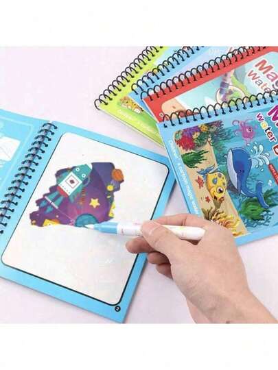 1/3/5/8 كتاب رسم بألوان مائية سحرية، طقم تلوين ورسم سحري، رسم بألوان مائية تعليمي وتكراري (حدود الكتاب والأقلام بألوان عشوائية) للمكتب والمدرسة والرسم والطلاب والأقلام والقرطاسية ولوازم المدرسة والألوان المائية وهدايا أعياد الميلاد