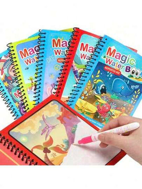 1/3/5/8 كتاب رسم بألوان مائية سحرية، طقم تلوين ورسم سحري، رسم بألوان مائية تعليمي وتكراري (حدود الكتاب والأقلام بألوان عشوائية) للمكتب والمدرسة والرسم والطلاب والأقلام والقرطاسية ولوازم المدرسة والألوان المائية وهدايا أعياد الميلاد