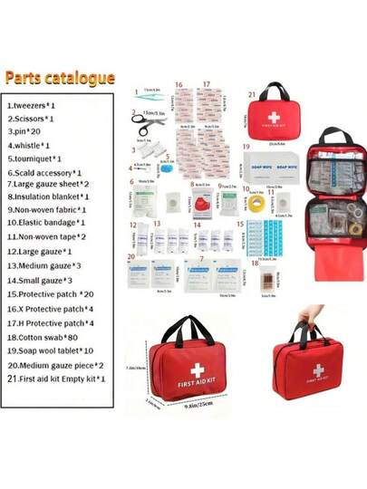 1 Set Medical Emergency First Aid Kit, Outdoor Sports Earthquake Fire Rescue Medical Bag, Portable Handbag For Basic Emergency First Aid Treatment, Suitable For Home, Travel And Camping For Emergency Kit Bagramadan collection