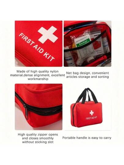 1 Set Medical Emergency First Aid Kit, Outdoor Sports Earthquake Fire Rescue Medical Bag, Portable Handbag For Basic Emergency First Aid Treatment, Suitable For Home, Travel And Camping For Emergency Kit Bagramadan collection