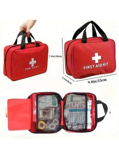 1 Set Medical Emergency First Aid Kit, Outdoor Sports Earthquake Fire Rescue Medical Bag, Portable Handbag For Basic Emergency First Aid Treatment, Suitable For Home, Travel And Camping For Emergency Kit Bagramadan collection