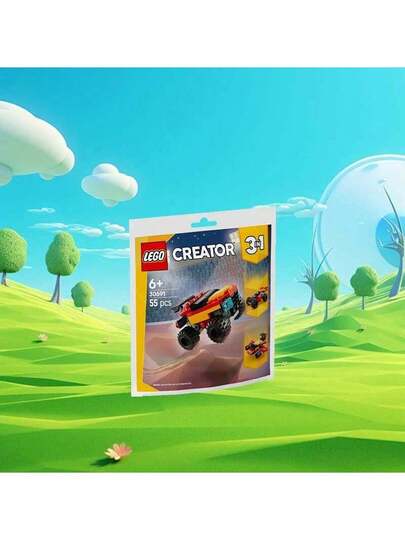 LEGO سلسلة ليجو سيتي 30691 حقيبة بناء سيارة كونفرتيبل ذات عجلات ضخمة دفع رباعي كهدية يوم الطفل