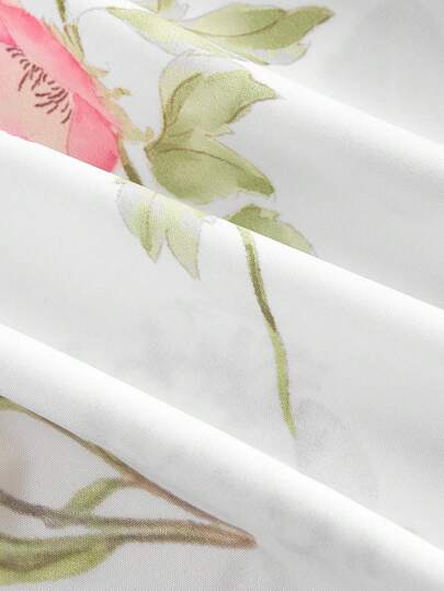 SHEIN MOD بنطلون نسائي بخصر مطاطي وسحاب، طباعة زهور، ساق واسعة، بنطلون صيفي، ملابس سفر للمرأة، ملابس غربية للمرأة، ملابس شاطئ للمرأة، ملابس شاطئ، بوهو، بنطلون أبيض، بنطلون ساق واسعة، ملابس كاجوال للعمل، بنطلون ربيع/صيف، بنطلون زهور للنساء