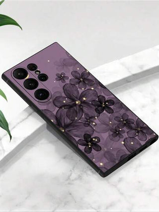 قطعة واحدة من غطاء حماية الهاتف المضاد للسقوط والانزلاق بتصميم زهرة بنفسجية متوافق مع Galaxy A04e/A05s/A13/A14/A15/A34/A35/A50/A52/A53/A54/S21/S22/S23/S24/S25/S25Ultra