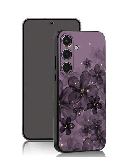 قطعة واحدة من غطاء حماية الهاتف المضاد للسقوط والانزلاق بتصميم زهرة بنفسجية متوافق مع Galaxy A04e/A05s/A13/A14/A15/A34/A35/A50/A52/A53/A54/S21/S22/S23/S24/S25/S25Ultra