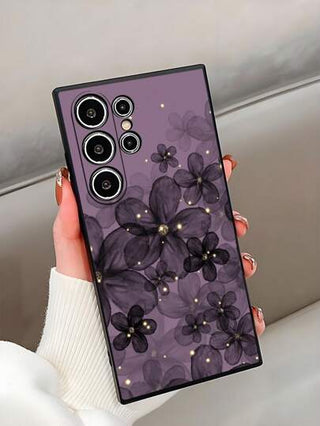 قطعة واحدة من غطاء حماية الهاتف المضاد للسقوط والانزلاق بتصميم زهرة بنفسجية متوافق مع Galaxy A04e/A05s/A13/A14/A15/A34/A35/A50/A52/A53/A54/S21/S22/S23/S24/S25/S25Ultra