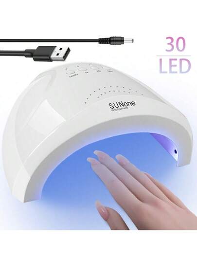 30 خرزة LED ، لمبة تجفيف الأظافر، جفاف سريع بالأشعة فوق البنفسجية/مصدر مزدوج من الأشعة LED (عطر خالي)، طلاء جل الأظافر (مع 3 إعدادات للمؤقت)، مصباح مهني بالطاقة USB SUNONE - أبيض لاستخدام المنزل والصالون