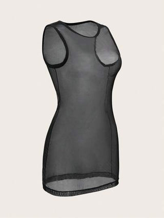 لانجيري حريمي SuitURBody فستان شبكي شفاف بياقة عالية ضيق الجسم للحفلات وللنادي ،لكل المواسم، فستان شفاف ، تصميم شبكي، موضة للصيف