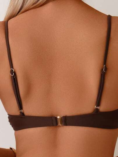 Swim Basics طقم بكيني جديد للصيف مع رفع للصدر وأشرطة قابلة للتعديل بخصر عالي، أشرطة سباغيتي ذي لون أحادي الصمام