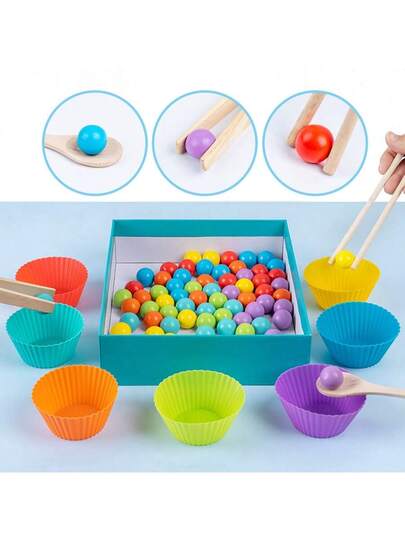 لعبة مونتيجيا الخشبية للتعليم المبكر للرياضيات، لغز أطفال مع خرز وأرقام للتطابق والتركيز، ألعاب تفاعلية بين الوالد والطفل، ألوان عشوائية