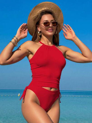 طقم تانكيني حريمي مجموعة بيكيني رياضي نسائي ذو لون أحادي متعدد الأربطة للصيف