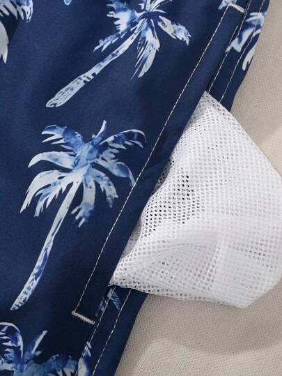 Manfinity Swimmode بنطلون شاطئ رجالي فاشن مناسب للصيف، سراويل سباحة رجالية لارتداء على الشاطئ، طراز هاواي