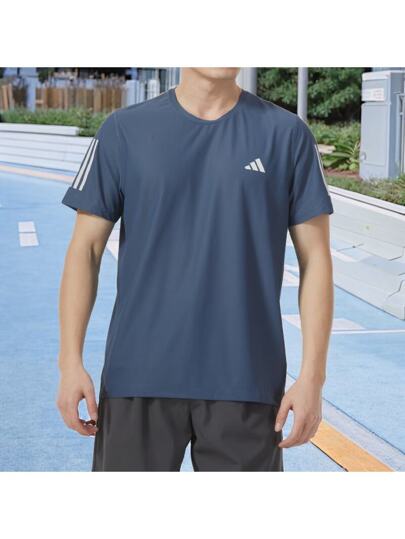 Adidas قمصان رجالية صيف 2025 جديدة للعدو، ملابس رياضية بسيطة أساسية، تدريب ولياقة بدنية، مرن مريح قابل للتنفس، تي شيرت بأكمام قصيرة IN1515