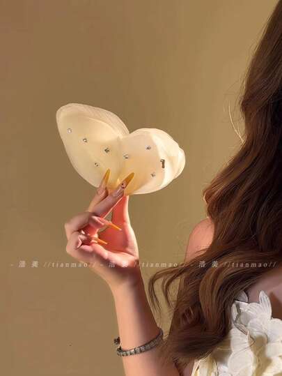 مشبك شعر أنيق بتصميم فراشة، مشبك شعر بتصميم شبكي لامع على الطراز الفرنسي الأنيق للنساء، أدوات الشعر، إكسسوارات تجميل، للنساء، الخريف، السفر، أدوات الشعر، إكسسوارات للنساء، الشعر، للنساء، السفر، النساء، إكسسوار الشعر، أدوات الشعر، إكسسوارات تجميل، هدايا، ا