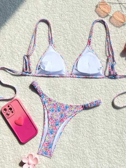 طقم تانكيني حريمي Swim Mod ملابس سباحة تانكيني مطبوعة بزهور عرضية للعطلة بطابع عشوائي