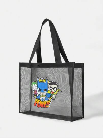 BATMAN X  حقيبة كرتونية سوداء أنيقة للنساء