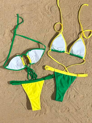Swim Vcay ملابس سباحة نسائية: ملابس علوية بحمالات ظهر مكشوفة وبكيني سفلي بشكل ستراب للشاطئ، طقم ملابس سباحة متعدد القطع، موضة صيف جديدة