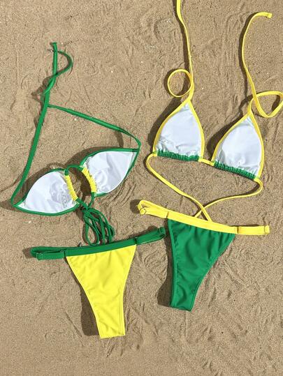 Swim Vcay ملابس سباحة نسائية: ملابس علوية بحمالات ظهر مكشوفة وبكيني سفلي بشكل ستراب للشاطئ، طقم ملابس سباحة متعدد القطع، موضة صيف جديدة