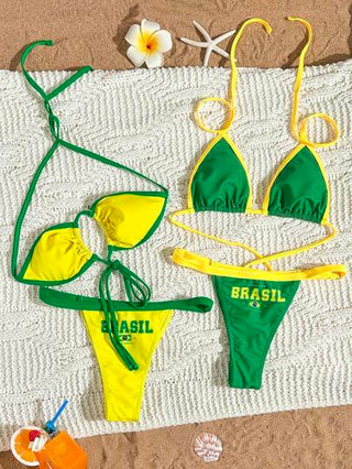 Swim Vcay ملابس سباحة نسائية: ملابس علوية بحمالات ظهر مكشوفة وبكيني سفلي بشكل ستراب للشاطئ، طقم ملابس سباحة متعدد القطع، موضة صيف جديدة