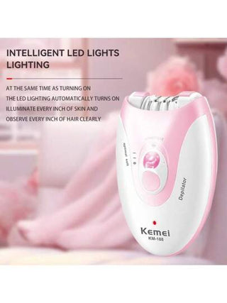 Kemei إبيلاتور KM-188 للنساء بسرعتين وإضاءة LED ، إزالة شعر الوجه المحمول للنساء ، إبيلاتور قابل للتعديل لإزالة شعر الوجه ، إزالة شعر الوجه الناعمة للنساء للوجه والشفاه والذراعين والإبطين والساقين والبكيني ، USB من النوع C