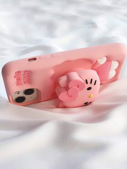 Sanrio حامل هاتف من نوع "ساتريو كيتي كات" لموديلات ايفون من 6 إلى 16 و 15 برو ماكس، غطاء سيليكون ناعم و وردي كيوت لموديل 14 بلس