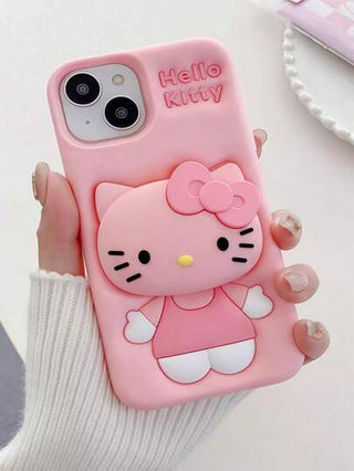 Sanrio حامل هاتف من نوع "ساتريو كيتي كات" لموديلات ايفون من 6 إلى 16 و 15 برو ماكس، غطاء سيليكون ناعم و وردي كيوت لموديل 14 بلس
