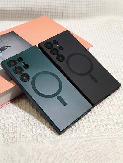 غطاء TPU ناعم مغناطيسي باللمعان للتوافق مع هواتف Galaxy S25, S24, S23, S22, S21 Ultra Plus مع واقي العدسة، دعم الشحن اللاسلكي