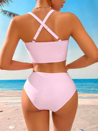 طقم تانكيني حريمي Swim Vcay مجموعة بكيني وتوب كامي مطبوع بطبعة زهور الهاواي للنساء ، ملابس لإطلالة العطلة الشاطئية