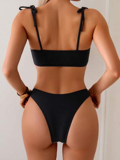 Swim Basics مجموعة إيطالية بكينى بسيطة سوداء وبيضاء
