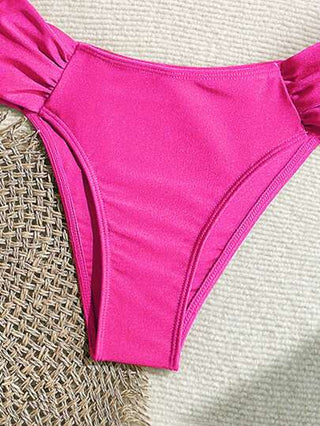 Swim Basics مجموعة بكيني مخرم وعالي القطع ذو حمالات سباغيتي مزخرف بزخارف معدنية خالٍ من المكونات الحيوانية، ملابس سباحة نسائية للصيف