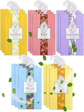 2/6/10/20 قطعة معطر هواء للخزانة، أكياس معطرة معلقة للعطور العلاجية، أكياس معطرة بروائح الزهور للأدراج والخزائن والغرف (ياسمين، وردي، خزامى، زنبق، بحري، ليمون)