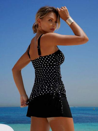 طقم تانكيني حريمي Swim Lushoire 2 قطعة ملابس سباحة نسائية مطبوعة بنقاط بولكا، مجموعة ملابس سباحة لتنحيف الجسم والمناسبة لحمامات الينابيع الساخنة والعطلات