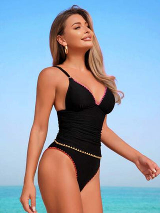 طقم تانكيني حريمي Swim Lushoire بكيني بحري بتصميم الخيوط والحواف المُزَينة بالكروشيه بالألوان المتعددة، ملابس سباحة للنساء