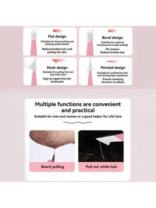NEFOUME طقم ملقاط 4 قطع 4 قطع، ملاقط من الفولاذ المقاوم للصدأ احترافية ، ملاقط دقيقة للحواجب والشعر الوجهي والشعر المتروج والشظايا وإزالة الرؤوس السوداء والقراد (وردي)