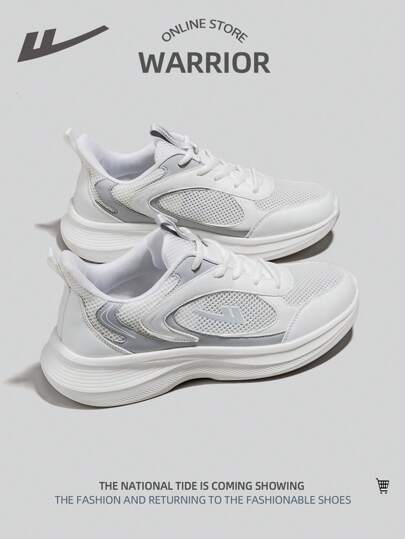 WARRIOR زوج أحذية رياضية يومية كاجوال من الشبك للنساء، حذاء رياضي للاستخدام اليومي بنمط ربط السير