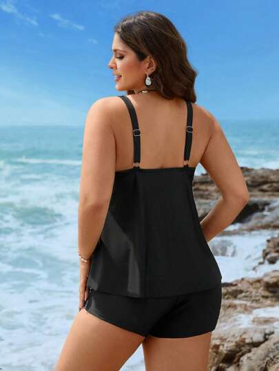 Swim Lushoire طقم ملابس السباحة بحجم كبير من الطراز الأحادي اللون للشاطئ/العطلات
