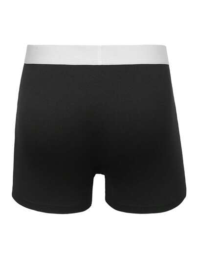 Manfinity Underwear&Sleepwear Basics 4 قطع سروال داخلي للرجال بخصر مطاطي مريح، بتصميم بألوان متباينة مع رسوم حروف