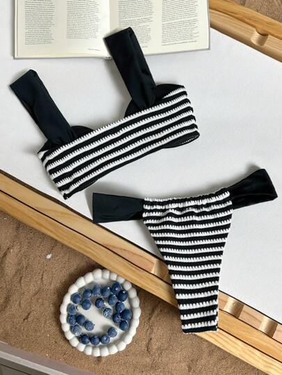 Bikinx طقم بيكيني مبطن ناعم ذات أشرطة سميكة أنيقة، ملابس سباحة موضة صيفية للنساء