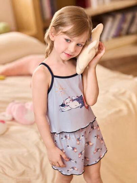 SHEIN 3 طقم بناتي كاميسول كرتوني وشورت بيجاما